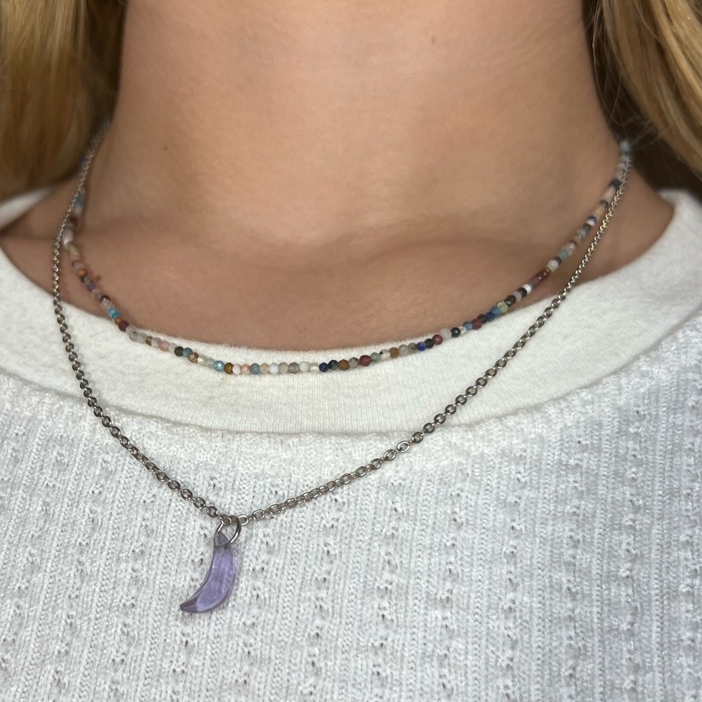 Bead and moon necklace